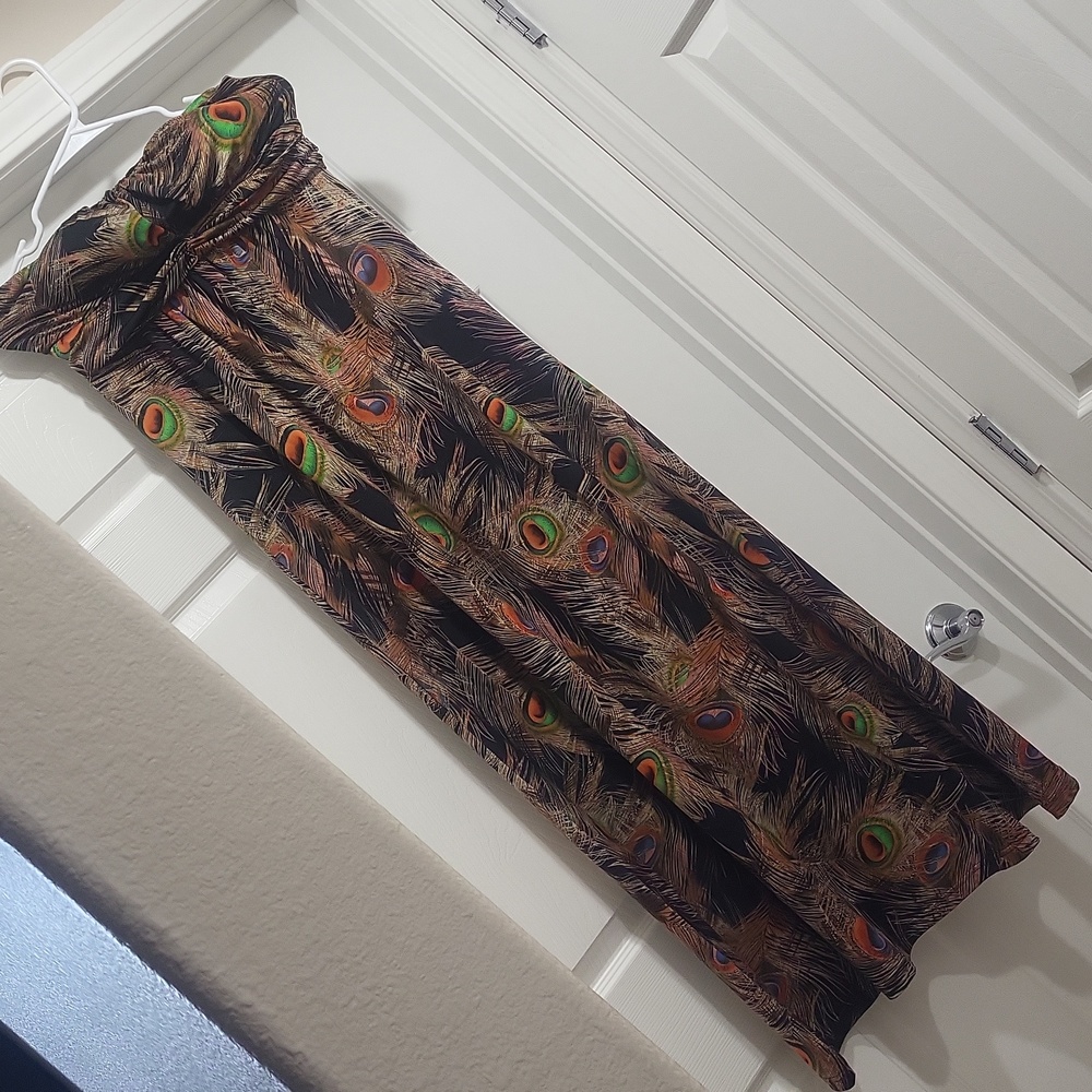 Strapless peacock maxi dress